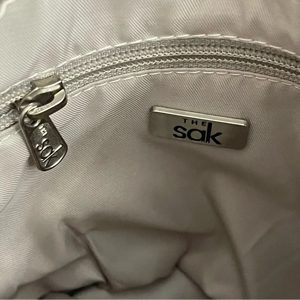 THE SAK MINI BACKPACK, GRAY/TAN COLOR. WOVEN